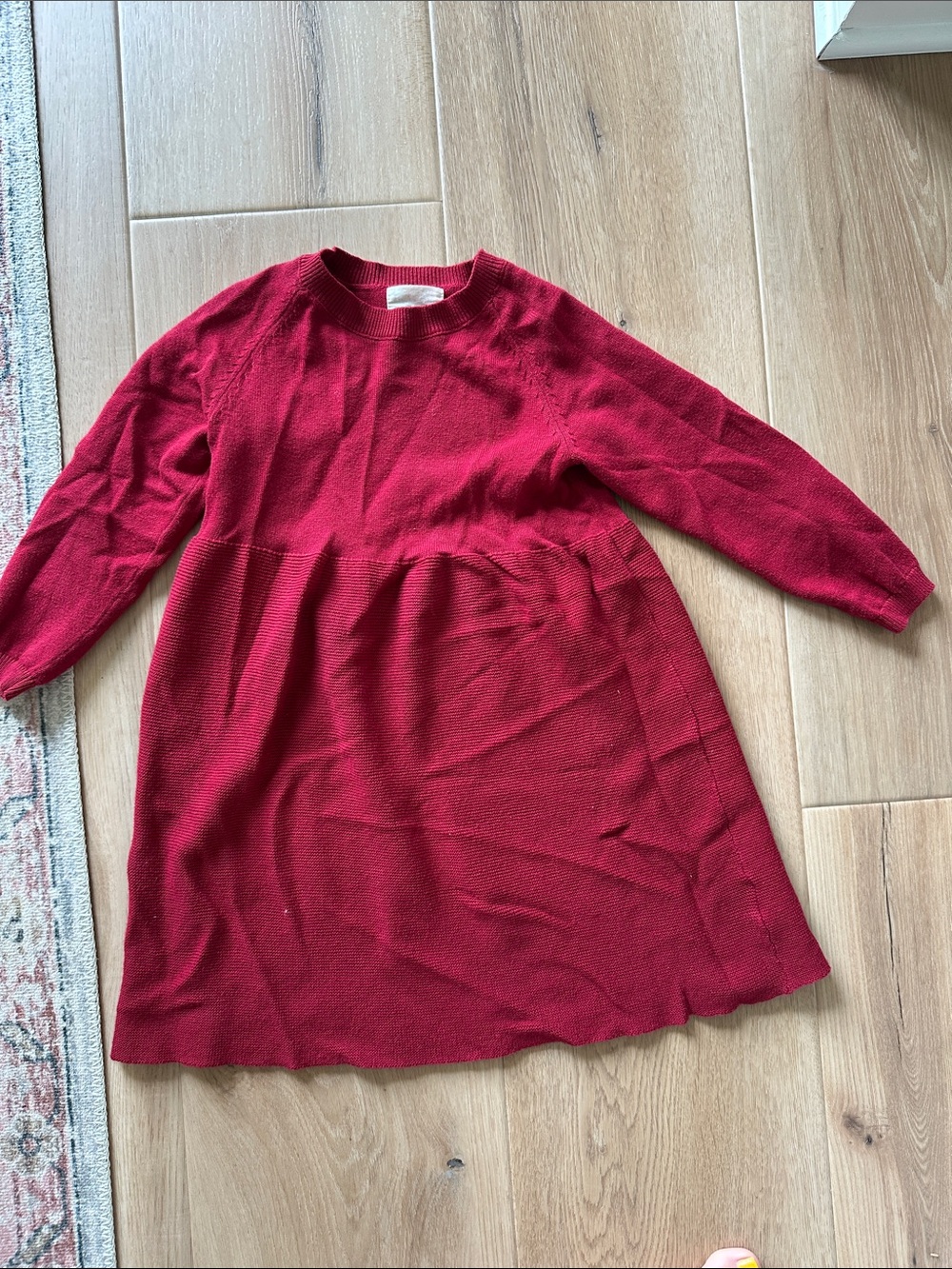 Girls' Long Sleeve Red Knit Dress